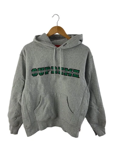 Felpa Supreme con cappuccio S cotone grigio tinta unita 24aw usata