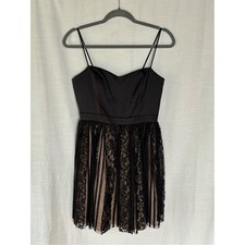 Black Lace A-Line Spaghetti Strap Empire Waisted Sequin Party Dress