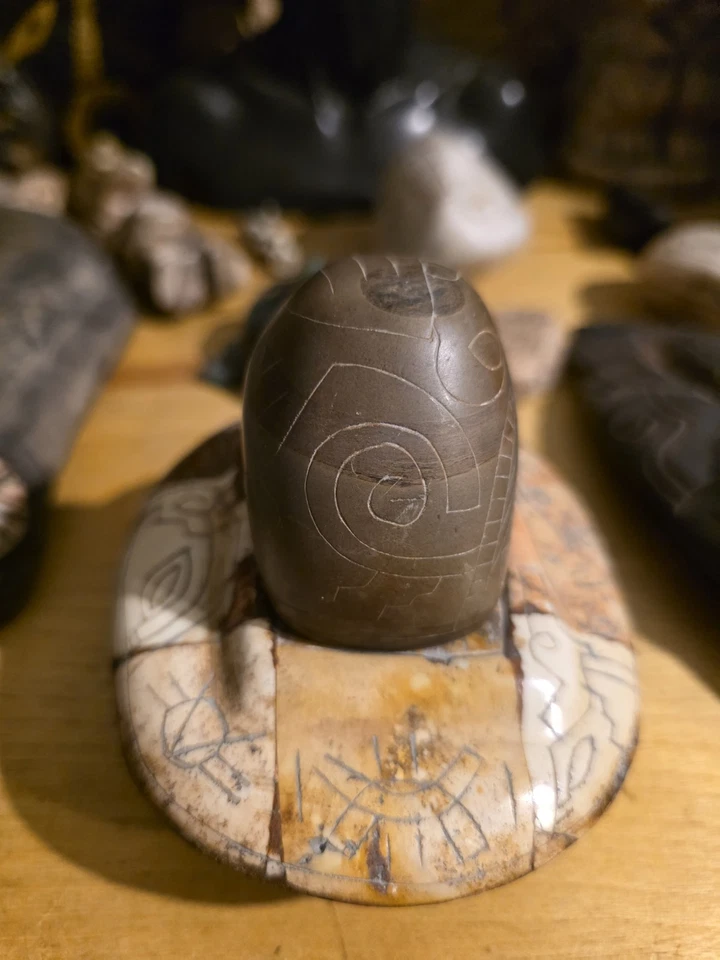 Ojuelos México Pre-Maya Antigua Piedra Extraterrestre Talla OVNI Nave Espacial con Ocupante Foto 3 de 4