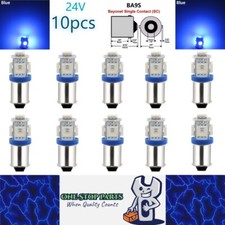 10 x BA9S BLUE 24V 5SMD 360 DEGREE LIGHT 88LM IDEAL FOR PARKERS OR DASH 10pcs
