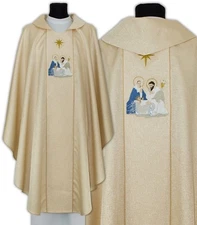 Gold Gothic Chasuble with stole "Christmas" 664-G54 Vestment Casulla Dorada