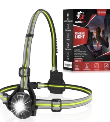 Lauflicht für Läufer Brust LED Lampe Reflexband USB Lumefit JR-0901