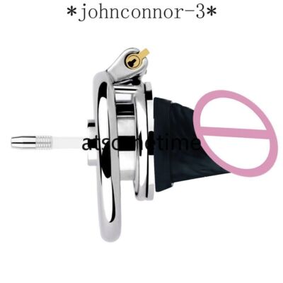 Small Flat Chastity Cage Play Stainless Steel Tube Belt Ring Chastity Device