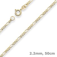 2,2Mm Figarokette Diamantiert Kette Collier Halskette Aus 585 Gold Gelbgold 50Cm