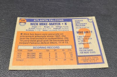 1976 Topps - #506 Nick Mike-Mayer | eBay