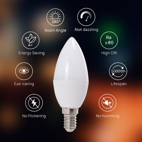 Dimmable Led Candle Bulb Cool Warm Neutral White 5w Light Lamps E14 B15 E12 220v - Picture 6 of 14