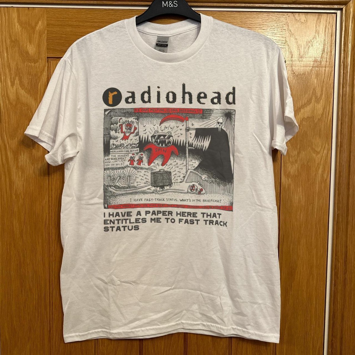 Radiohead Band White Short Sleeve Cotton Unisex Tshirt Reprint S