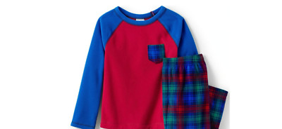 LANDS END FLEECE WINTER PAJAMAS Red/Blue plaid 2 pc set New  FREE SHIP Choose sz