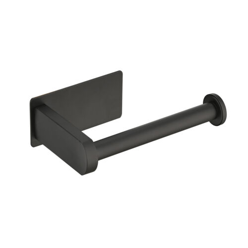 Soporte para rollos de tela de papel higiénico autoadhesivo de 5 pulgadas montado en pared negro mate - Imagen 1 de 9