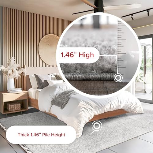 Neva Modern Tasseled Shag Accent Rug, 2x3 2' x 3' Grey - Bild 2 von 6