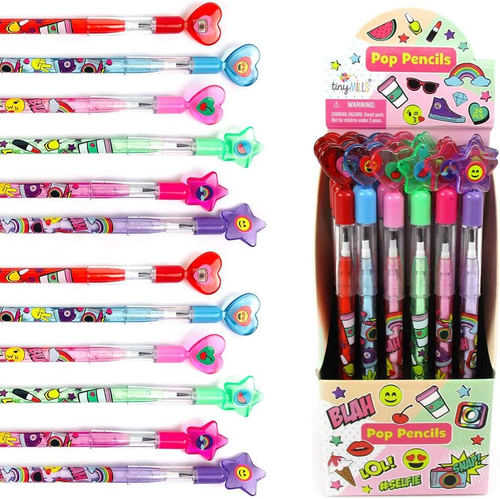 24 Pcs Fashion Emoji Multi Point Stackable Pencilwith Eraser for Tween Birthday - Picture 6 of 12