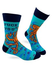 Faddaz "F k You to the Eighth" Funny Saying Octopus Men's Novelty Crew Socks