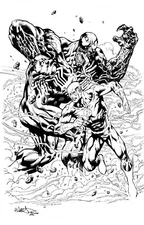ORIGINAL COMIC ART - VENOM VS. FLASH 11X17 in size