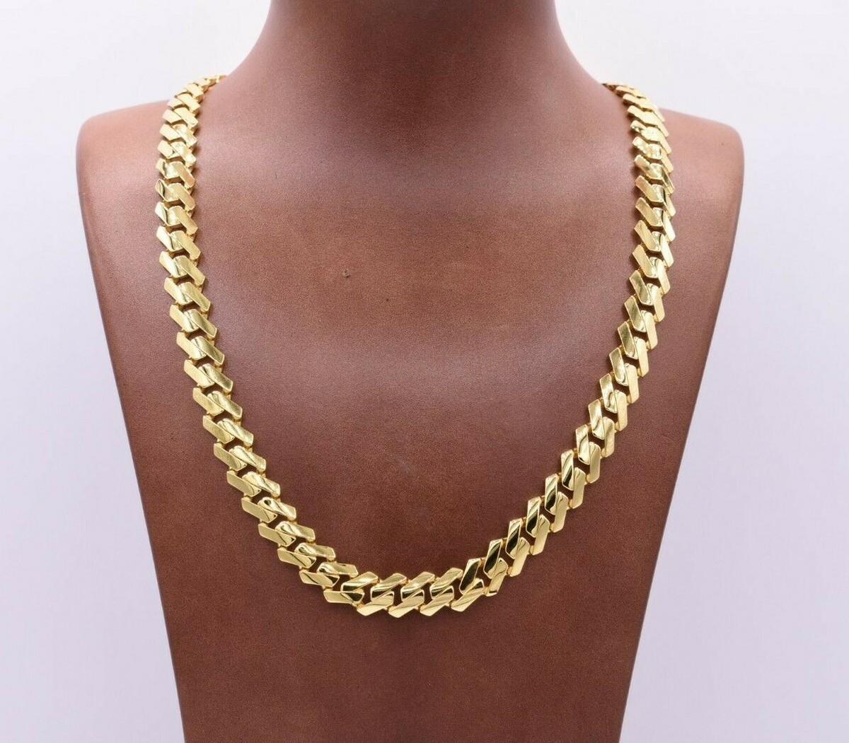 10mm Edge Miami Cuban Link Monaco Chain Necklace Box Lock 10mm Edge Miami Cuban Link Monaco Chain Necklace Box Lock