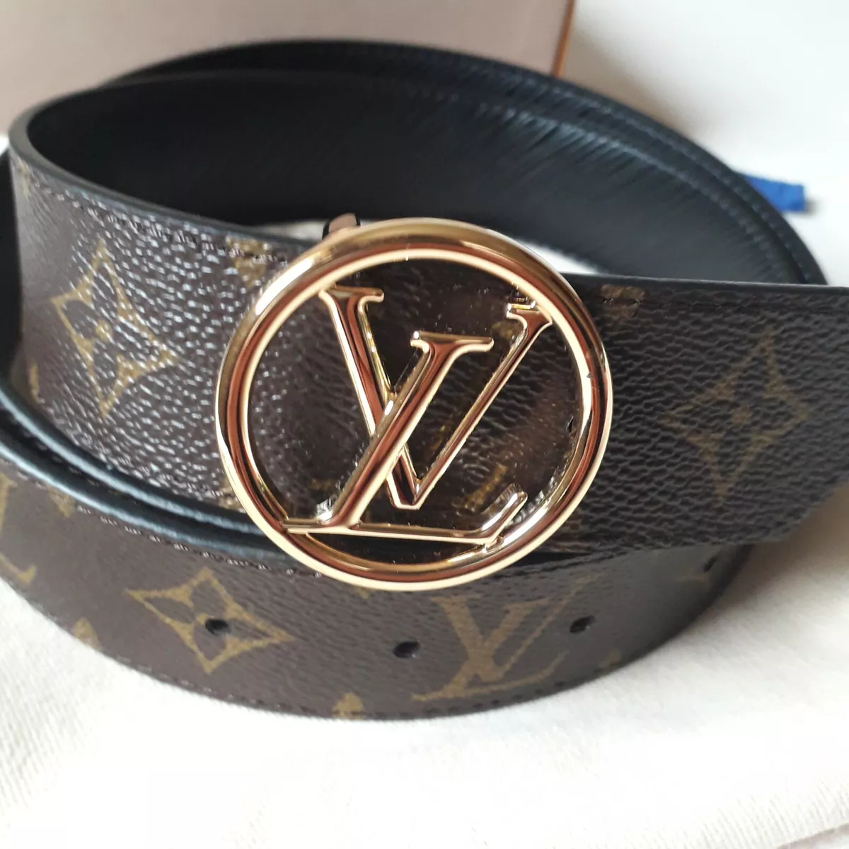 Louis Vuitton Men's Brown & Black LV Circle Belt Monogram Canvas