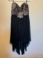 New My Michelle Dress Formal, Blk, Strapless, Asymmetrical Skirt, Size 7