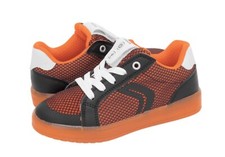 Image of Geox J Kommodor LED LIGHTS B.A Boys Trainers Casual Shoes Black Orange Size 1UK