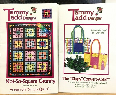 Tammy Tadd Designs Quilt Sewing Pattern Lot Zippy Tote Bag Not So Square Granny