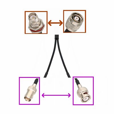 1x RP-TNC to 2x BNC Male/Female GPS Antenna Splitter/Combiner Y Adapter RF cable