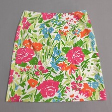 Lauren Ralph Lauren Skirt Womens 8 Floral Multicolor Vintage Bright Colorful Zip