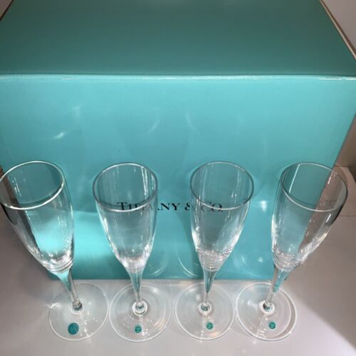 Lot of 4 Tiffany Champagne Flutes 6 OZ New Old Stock / New With Box ! - Picture 3 of 9