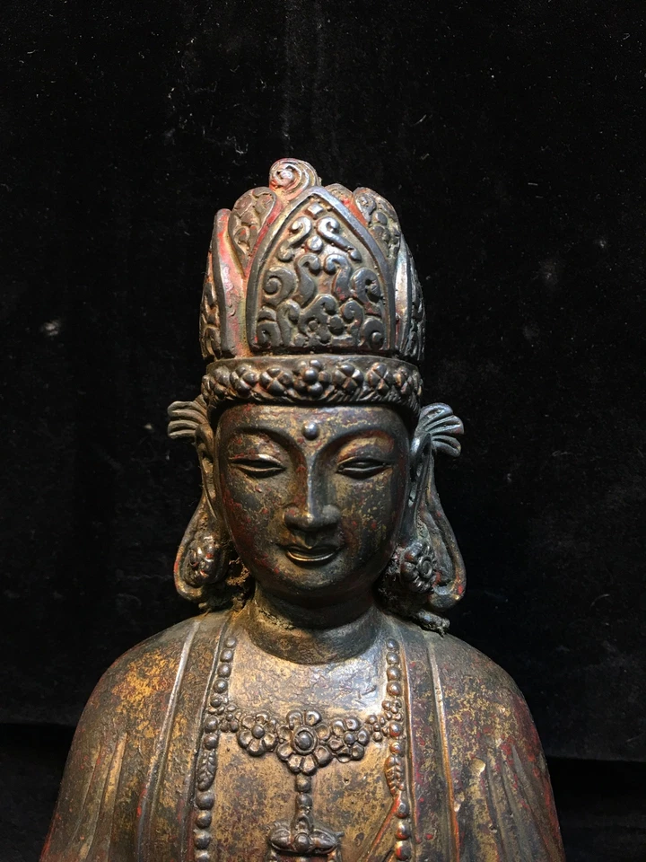 9.2" old  Tibet  Buddhism  Pure copper  a buddism godness guanyin  Buddha statue - Image 2 of 4