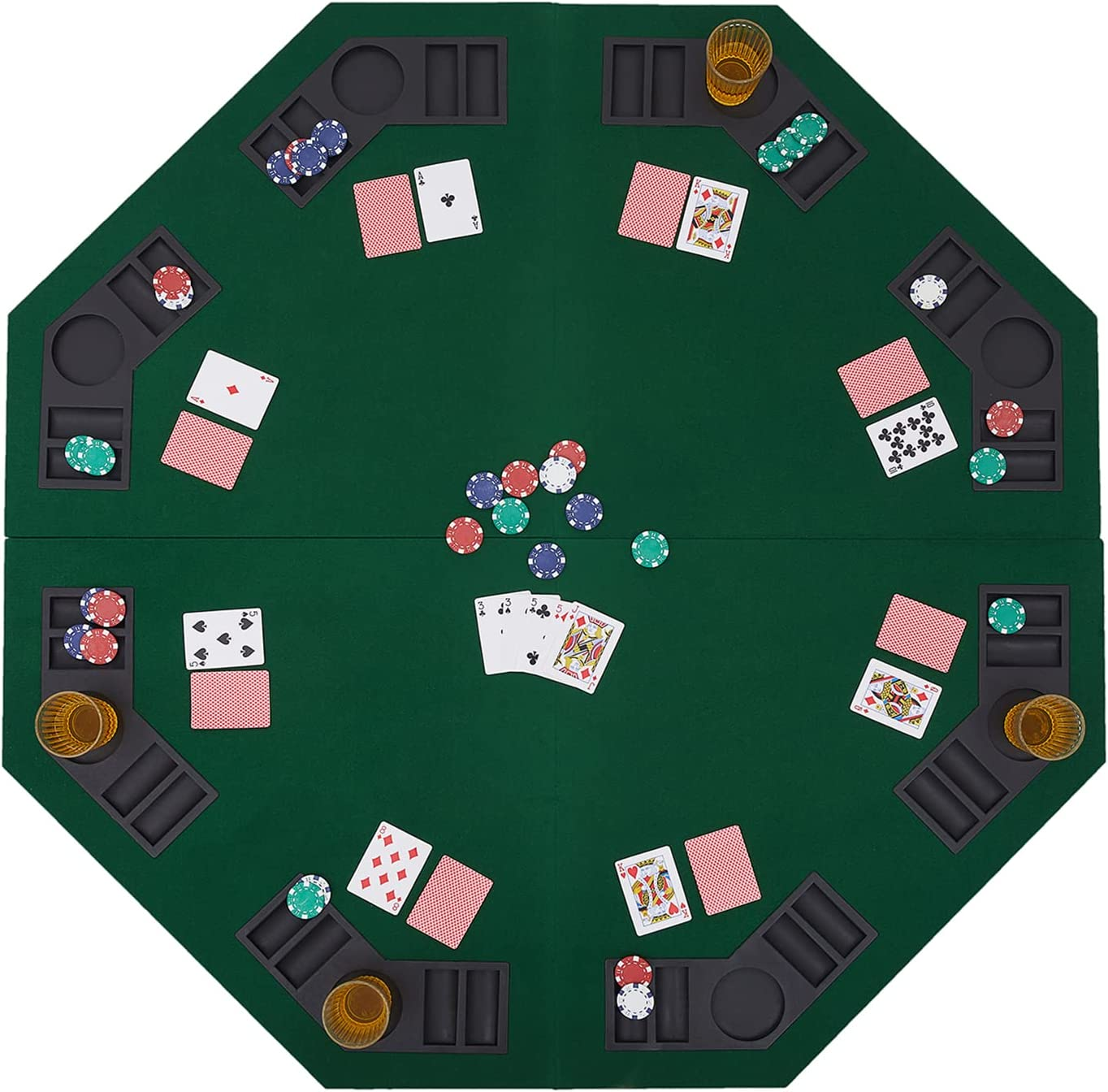 48" Foldable Poker Table Top, 8Player Texas Traveller Wood Table Top