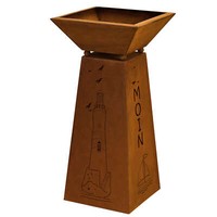 Leuchtturm SäUle Moin Maritim Deko 72Cm Edelrost Gartendeko Pflanzschale Rost