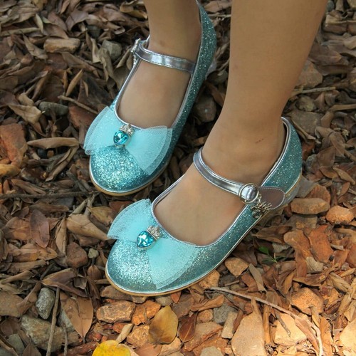 Scarpe sandali scintillanti per bambine tacco basso festa matrimonio Mary Jane taglia 12,5 - Foto 2 di 6