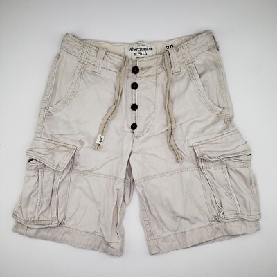 Abercrombie Fitch Cargo Shorts Mens 30 Light Khaki Disressed