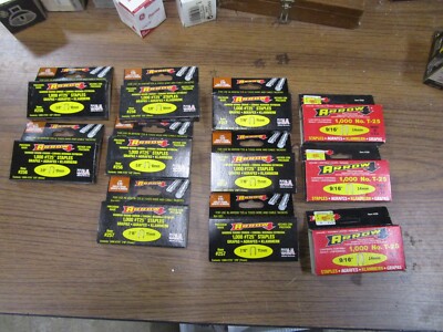 11 Boxes 11,000 NOS T25 Arrow 3/8, 7/16, 9/16 Round Crown Wire Cable Staples