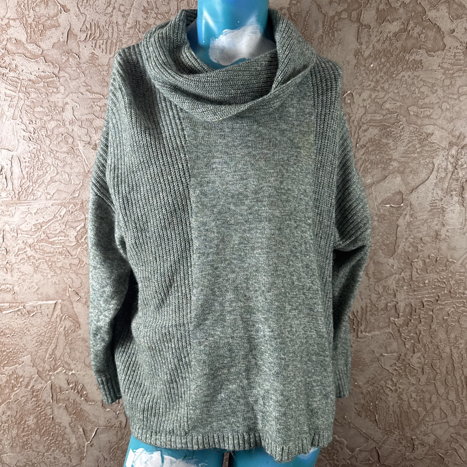 Leo & Nicole Long Sleeve Knit Sweater Cowl Neck Green Women’s Size 2XL Oversized