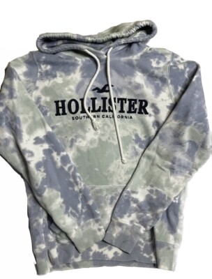 Hollister Hoodie Mens Medium Blue White Tie Dye Iconic Feel Good