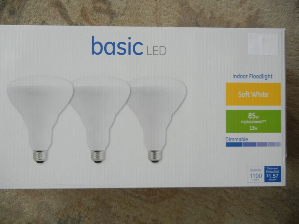 GE LED 85W Indoor Floodlight Soft White Dimmable LED BR40 9 Bulbs 3-3pks NEW! - Image 3 of 4