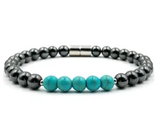Turquoise and Hematite Magnetic Beads Magnetic Bracelet for Men and Women