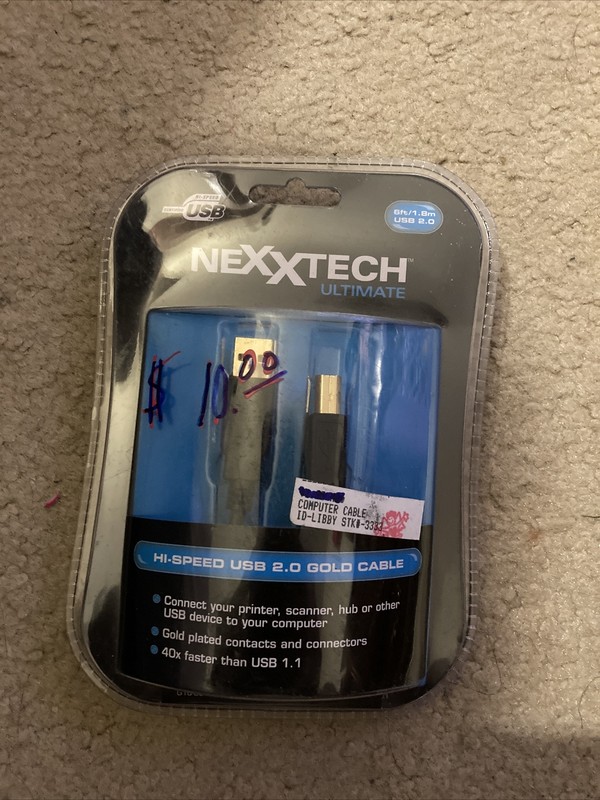 Nexxtech Ultimate 6 Ft / 1.8m Hi-Speed USB 2.0 Gold Cable