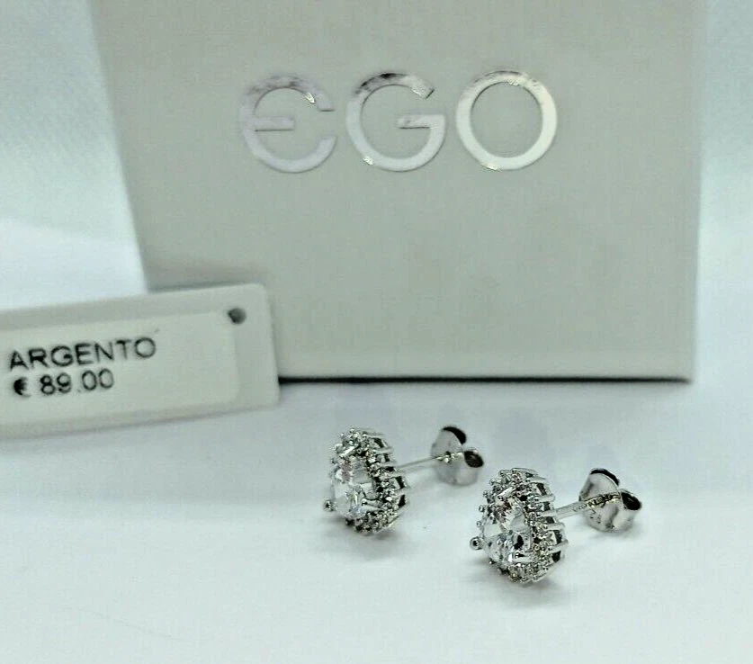 ORECCHINI DONNA ARGENTO 925 CUORE EGO ITALIANO,FORMA A CUORE CON ZIRCONI BIANCHI - Immagine 2 di 4