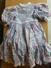 Vintage Girls Ruffle Dress Blue Floral Puffy Lace 80s Sz 4/ 5