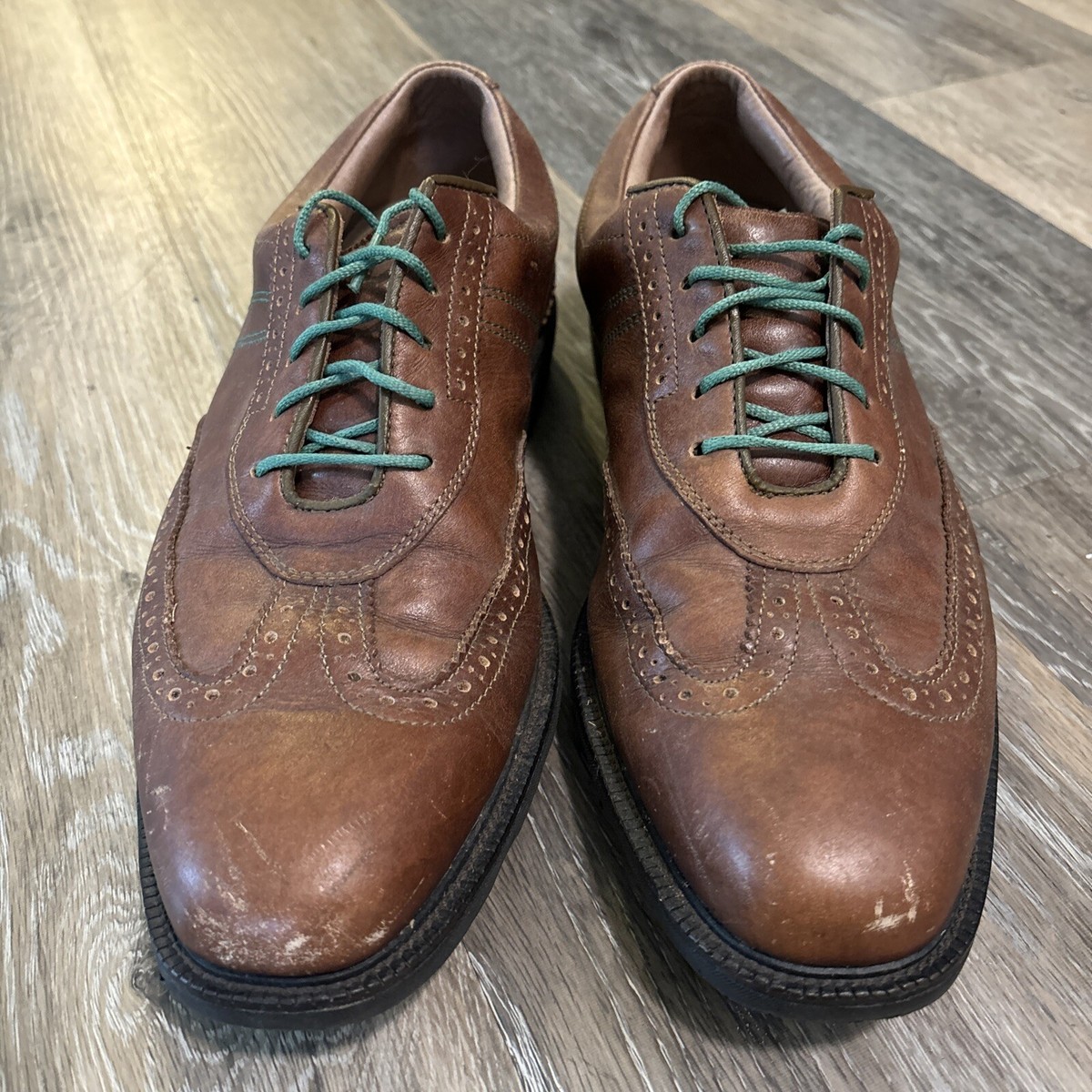 Footjoy FJ Icon 52252 Mens Brown Leather Wingtip Oxford Golf Shoes Sz 11 M VINTAGE FootJoy Classics Cognac Leather brogue wingtip golf  main image 2