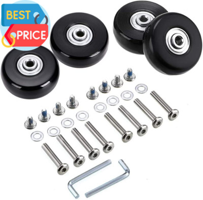 50Mm X 18Mm Set of 4 Luggage Suitcase Replacement Wheels, Rubber Swivel Caster W