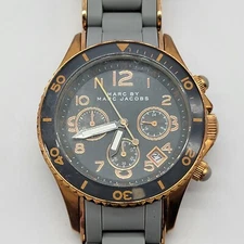 Marc by Marc Jacobs Chronograph Watch 39mm Women Gold Tone Gray Band, Runs