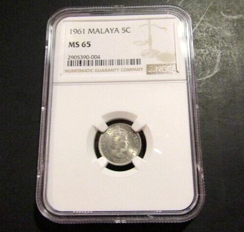 Malaya British Borneo 1961 5 Cents Graded NGC MS 65 Coin