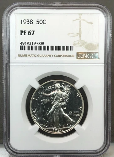 1938 U.S. 50c PROOF Walking Liberty Half Dollar NGC PF67