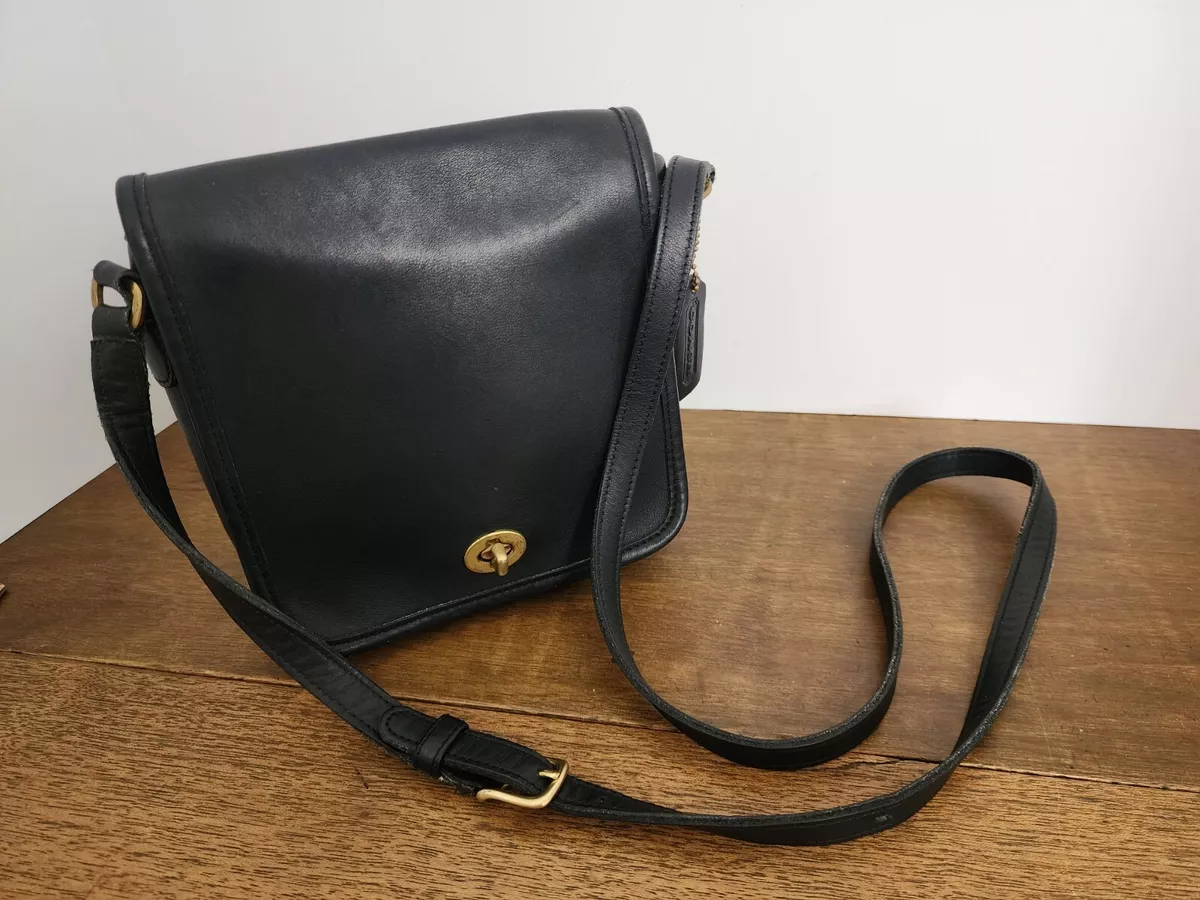 Coach Vintage Companion Flap Bag Soft Black Leather Crossbody with Hang Tag  Fob