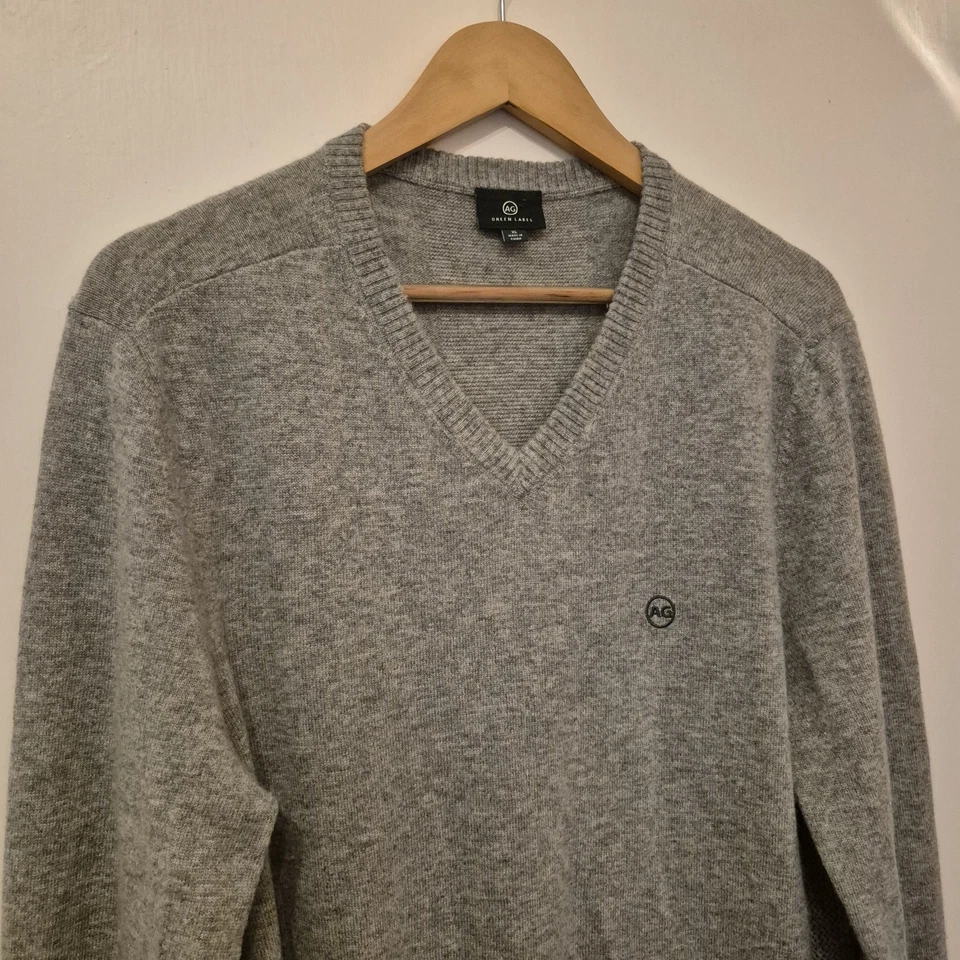 Adriano Goldschmied Mens Wool Cashmere Sweater Sz XL Grey Jumper AG Green Label - Image 3 of 4