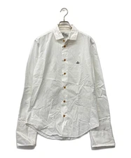 Vivienne Westwood Men's White 00's Orb Embroidery L/S Leica, Size 46, 4945-2097