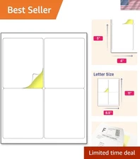 Self-Adhesive 4" x 5" Large White Labels - 30 Sheets for Inkjet/Laser Printing