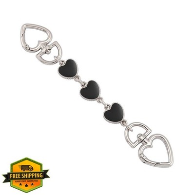 Anbys 1Pcs Heart Purse Extender Chain Silver Black