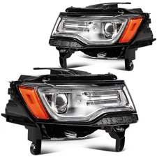 Headlight Assembly For 2014-2016 Jeep Grand Cherokee Chrome with Projector