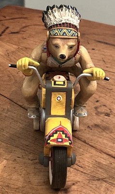 ROBERT SHIELDS CREATIONS CHIEF RIDING BEAR ON A MOTORCYCLE